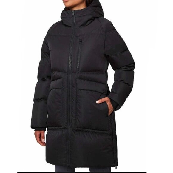NWT Mondetta Black 700 Fill Power Duck Down Mid-Length Puffer Winter Coat Sz S - Picture 1 of 12
